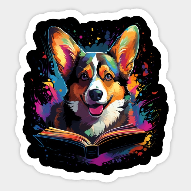 Corgi Reads Book Sticker by JH Mart